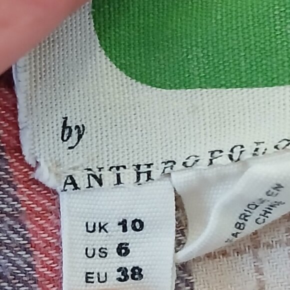 Anthropologie Medford Red and Grey plaid flannel tunic shirt size 6 - Picture 7 of 11